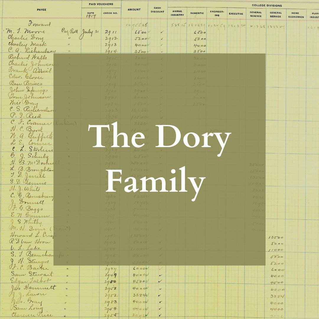 "The Dory Family" title overlaid on a historical document
