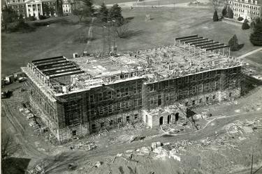 Black men at work on McKeldin Library construction