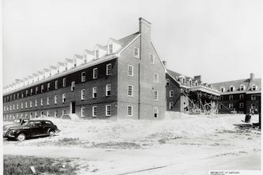 Black men at work on Dormitory Group 7 construction, June 3rd, 1954