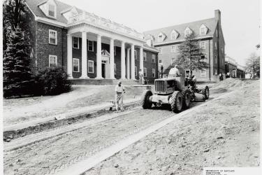 Black man at work on Dormitory Group B construction, October 1st, 1954