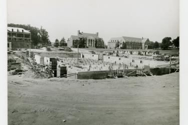 Black men at work on McKeldin Library construction