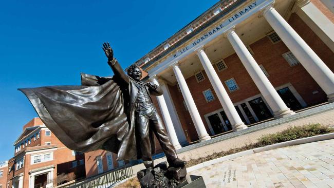 Frederick Douglass statue in front of Hornbake Library on the UMCP campus