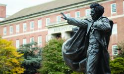 Frederick Douglass statue in front of Hornbake Library on the UMCP campus