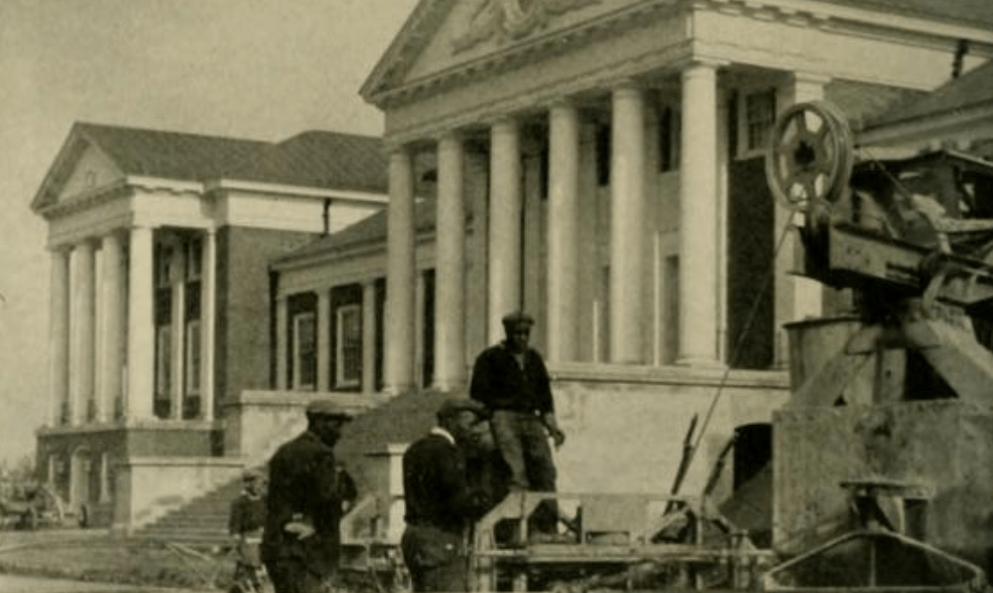 Group of Black men doing construction work on campus