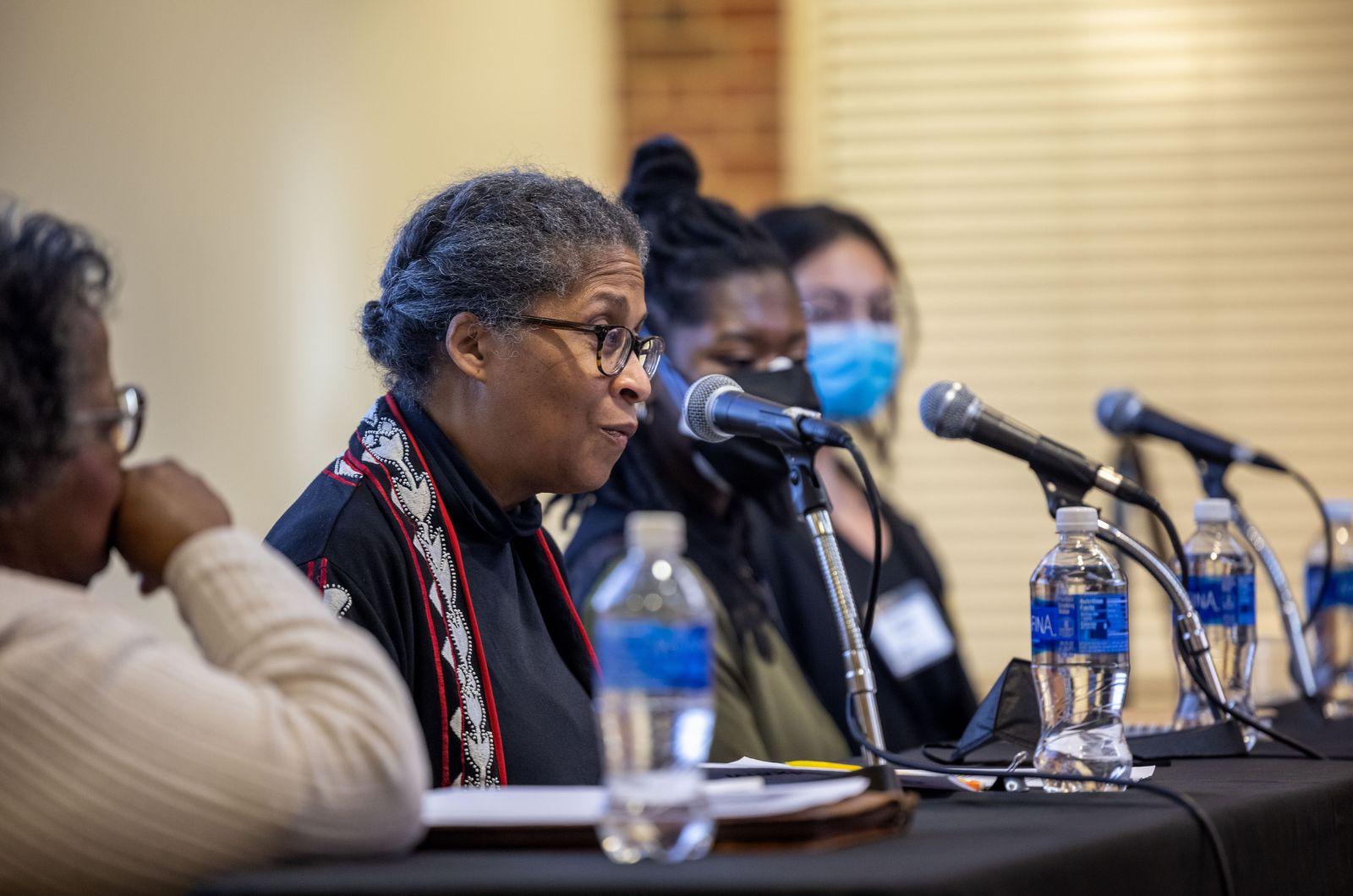 Session 2 panelists Violetta Sharps-Jones, Maxine Gross, Mia Moore, and Caylee Song-Bergreen